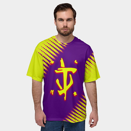 Мужская футболка оверсайз Doom абстракция / 3D-принт – фото 3