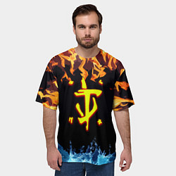 Футболка оверсайз мужская Doom огонь и вода лого, цвет: 3D-принт — фото 2