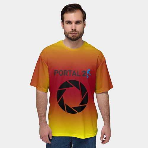Мужская футболка оверсайз Portal 2 gradient / 3D-принт – фото 3