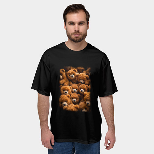 Мужская футболка оверсайз Куча меховых игрушечных медведей / 3D-принт – фото 3