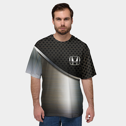 Мужская футболка оверсайз Honda metal car / 3D-принт – фото 3