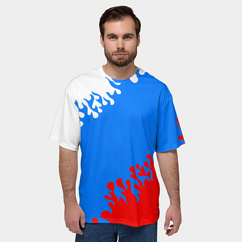 Мужская футболка оверсайз Российская федерация - флаг / 3D-принт – фото 3
