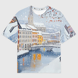 Футболка оверсайз мужская Заснеженный Санкт-Петербург, цвет: 3D-принт
