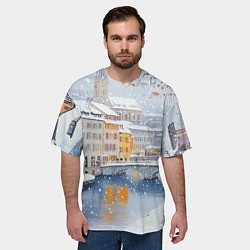 Футболка оверсайз мужская Заснеженный Санкт-Петербург, цвет: 3D-принт — фото 2