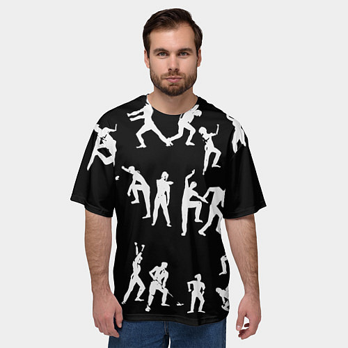 Мужская футболка оверсайз Silhouettes of moving people / 3D-принт – фото 3