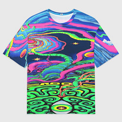 Мужская футболка оверсайз Оптические волны психоделика