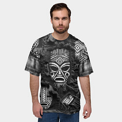 Футболка оверсайз мужская Африканские маски на пэчворк, цвет: 3D-принт — фото 2