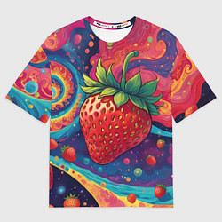 Футболка оверсайз мужская Психоделика клубничка, цвет: 3D-принт
