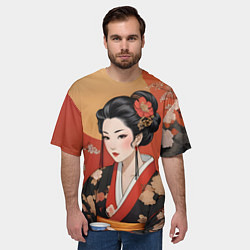 Футболка оверсайз мужская Японская гейша искусство, цвет: 3D-принт — фото 2