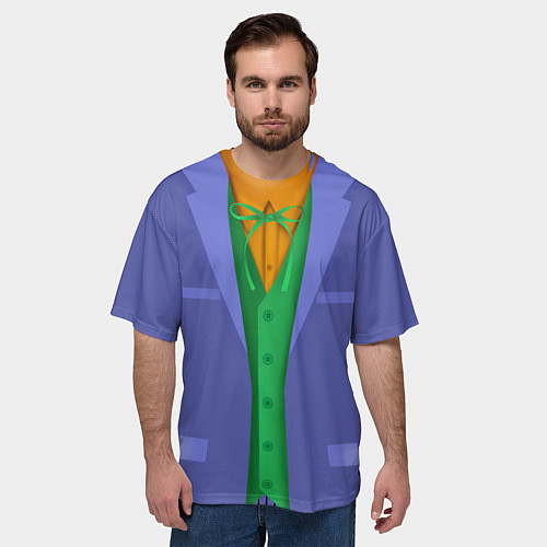 Мужская футболка оверсайз Джокер комиксный костюм низ / 3D-принт – фото 3