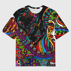 Мужская футболка оверсайз Оптический узор девушка