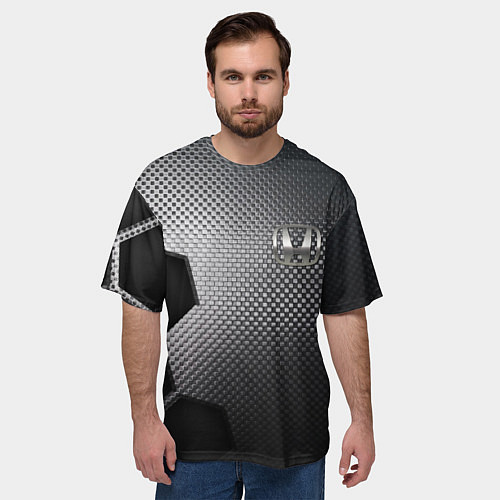 Мужская футболка оверсайз Honda metal auto / 3D-принт – фото 3
