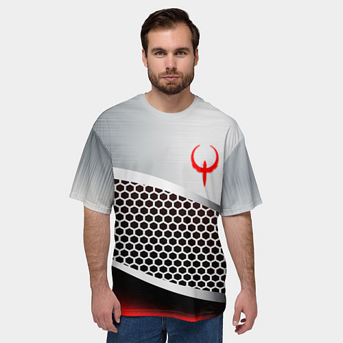 Мужская футболка оверсайз Quake metal steel / 3D-принт – фото 3