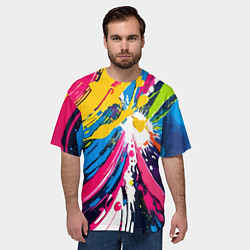 Футболка оверсайз мужская Красочная абстракция - экспрессионизм, цвет: 3D-принт — фото 2