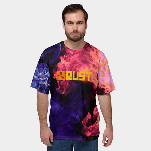 Мужская футболка оверсайз RUST flame steel / 3D-принт – фото 3
