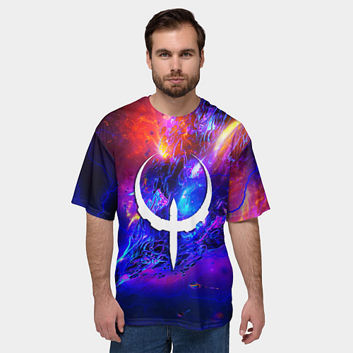 Мужская футболка оверсайз Quke неоновый стиль / 3D-принт – фото 3