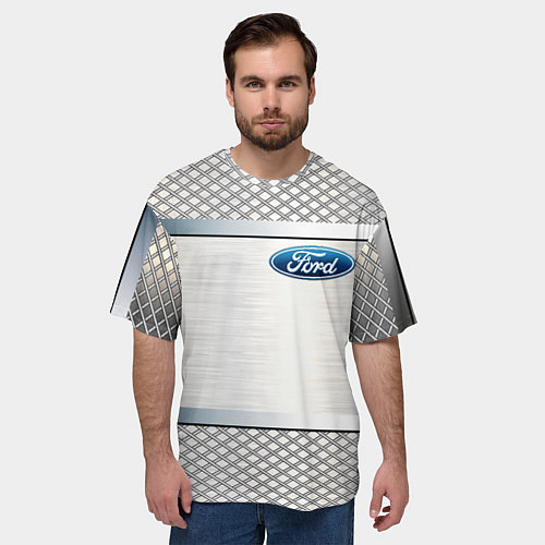 Мужская футболка оверсайз FORD metal steel auto / 3D-принт – фото 3