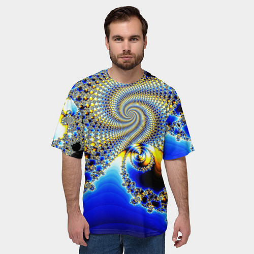 Мужская футболка оверсайз Фрактальный психоделики узор / 3D-принт – фото 3