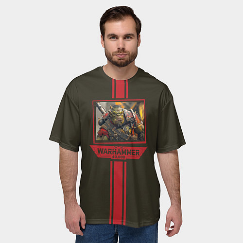 Мужская футболка оверсайз Орк воин Warhammer / 3D-принт – фото 3