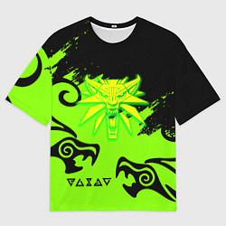 Футболка оверсайз мужская Ведьмак кислотное лого драконы, цвет: 3D-принт