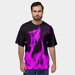 Футболка оверсайз мужская Неоновый огонь в дыму, цвет: 3D-принт — фото 2