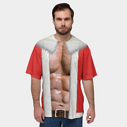 Футболка оверсайз мужская Накаченный торс Санты, цвет: 3D-принт — фото 2