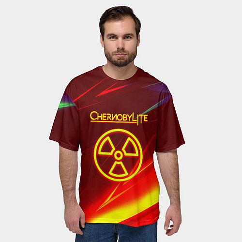 Мужская футболка оверсайз Чернобыль лайт стрипсы / 3D-принт – фото 3