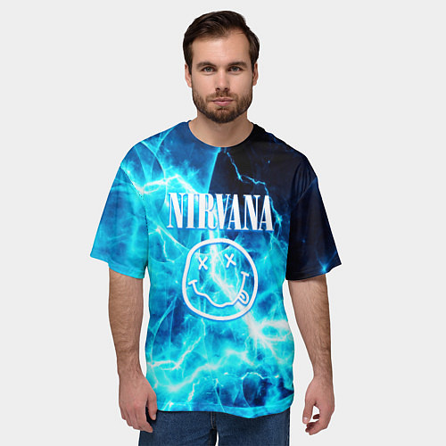 Мужская футболка оверсайз Nirvana electro / 3D-принт – фото 3