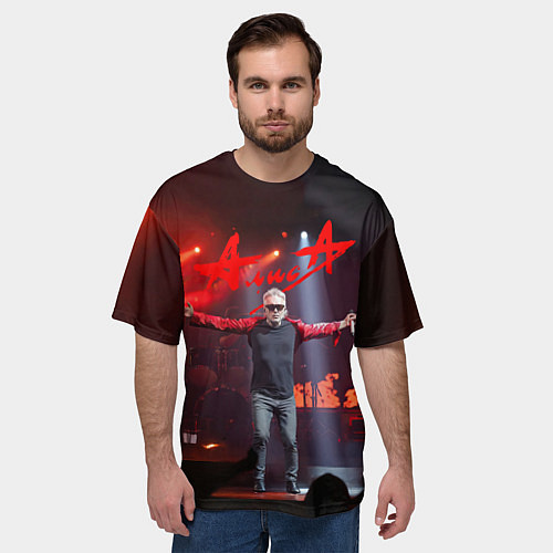 Мужская футболка оверсайз Алиса Кинчев концерт / 3D-принт – фото 3