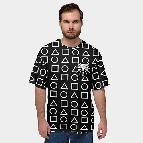 Мужская футболка оверсайз The Witcher лого гейм паттерн / 3D-принт – фото 3