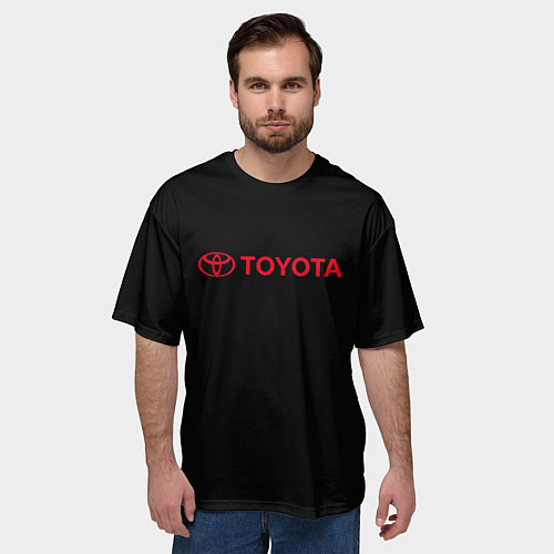 Мужская футболка оверсайз Toyota red logo auto / 3D-принт – фото 3