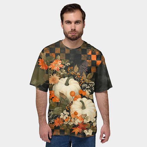 Мужская футболка оверсайз Бледные тыквы / 3D-принт – фото 3