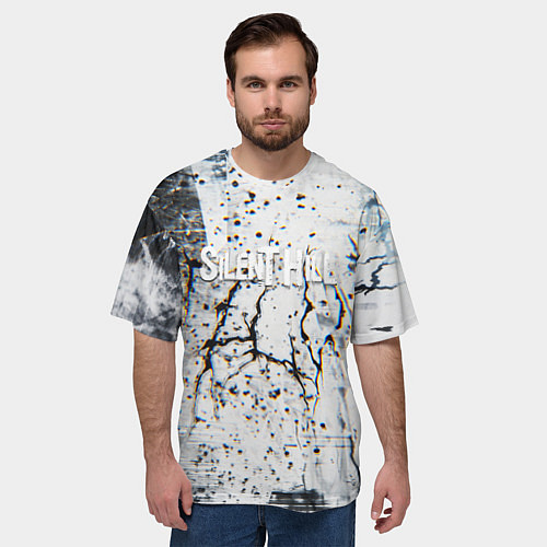 Мужская футболка оверсайз Silenthill текстура глитч / 3D-принт – фото 3
