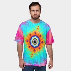 Футболка оверсайз мужская Неоновый фрактальный узор психоделика, цвет: 3D-принт — фото 2