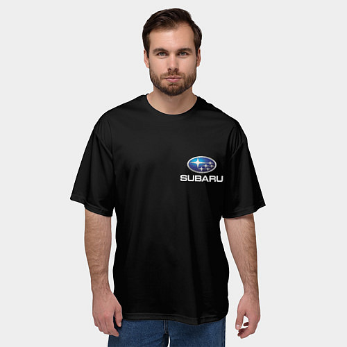 Мужская футболка оверсайз Subaru logo auto / 3D-принт – фото 3