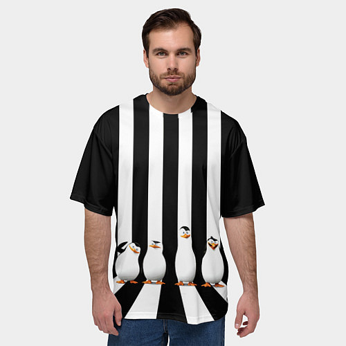 Мужская футболка оверсайз Четыре пингвина / 3D-принт – фото 3