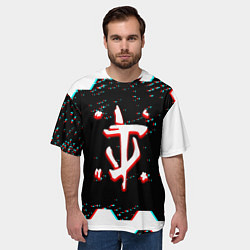 Футболка оверсайз мужская Doom hexagon glitch color, цвет: 3D-принт — фото 2