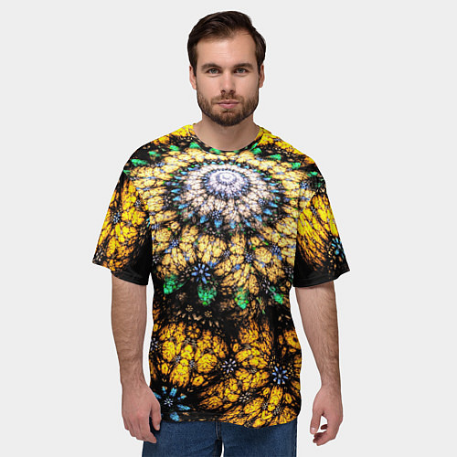 Мужская футболка оверсайз Оптический узор текстура / 3D-принт – фото 3