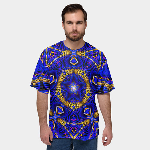 Мужская футболка оверсайз Оптический узор текстура / 3D-принт – фото 3