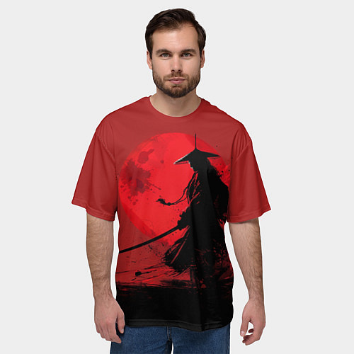 Мужская футболка оверсайз Самурай на закате / 3D-принт – фото 3