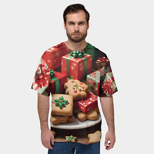 Мужская футболка оверсайз Рождество подарки / 3D-принт – фото 3