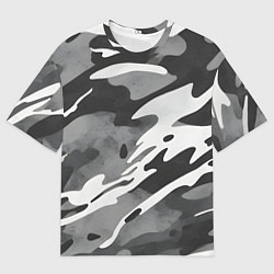 Мужская футболка оверсайз Черно белый камуфляж