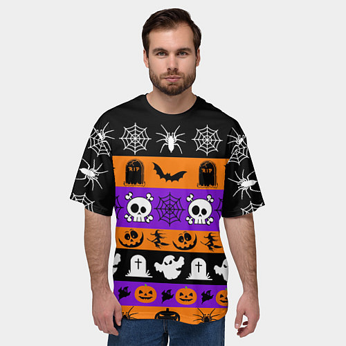 Мужская футболка оверсайз Монстры на хэллоуин / 3D-принт – фото 3