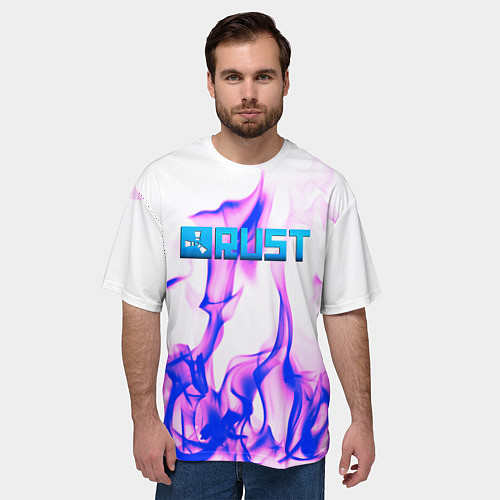Мужская футболка оверсайз RUST game neon steel / 3D-принт – фото 3