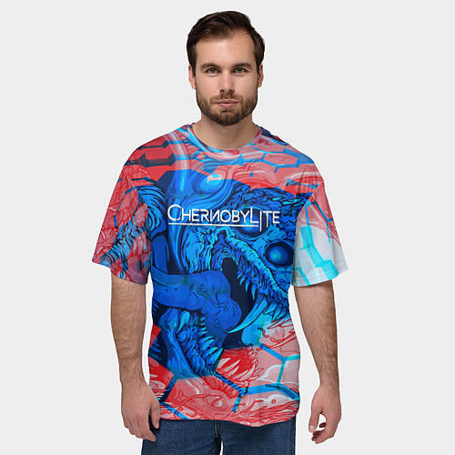 Мужская футболка оверсайз Chernobylite monster / 3D-принт – фото 3