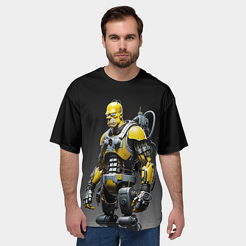 Мужская футболка оверсайз Гомер Симпсон - киборг / 3D-принт – фото 3