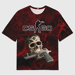 Футболка оверсайз мужская Череп с пистолетом в зубах, цвет: 3D-принт