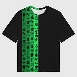 Мужская футболка оверсайз Новогодние узоры