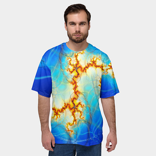 Мужская футболка оверсайз Абстрактные молнии узоры / 3D-принт – фото 3