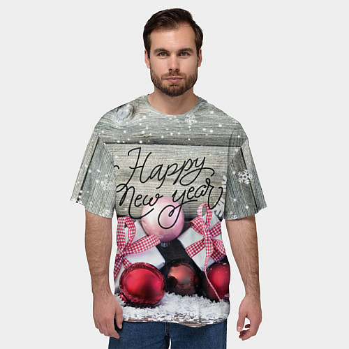Мужская футболка оверсайз Новогодние подарки / 3D-принт – фото 3